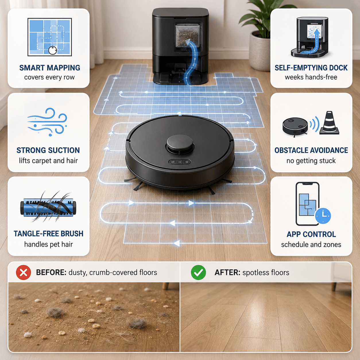 Modern robot vacuum with LiDAR sensor dome